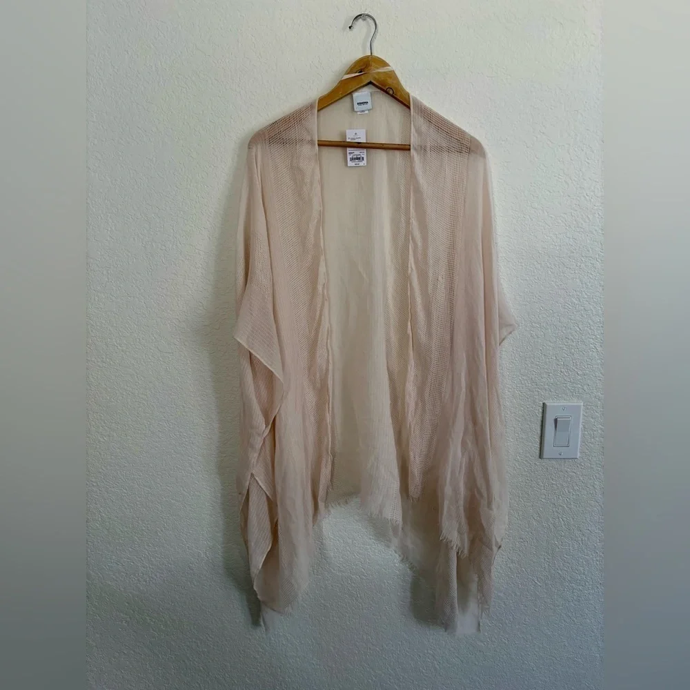 Sonoma Kimono Wrap O/S White Swan Mesh Knit Handkerchief Hem WSN21LP11